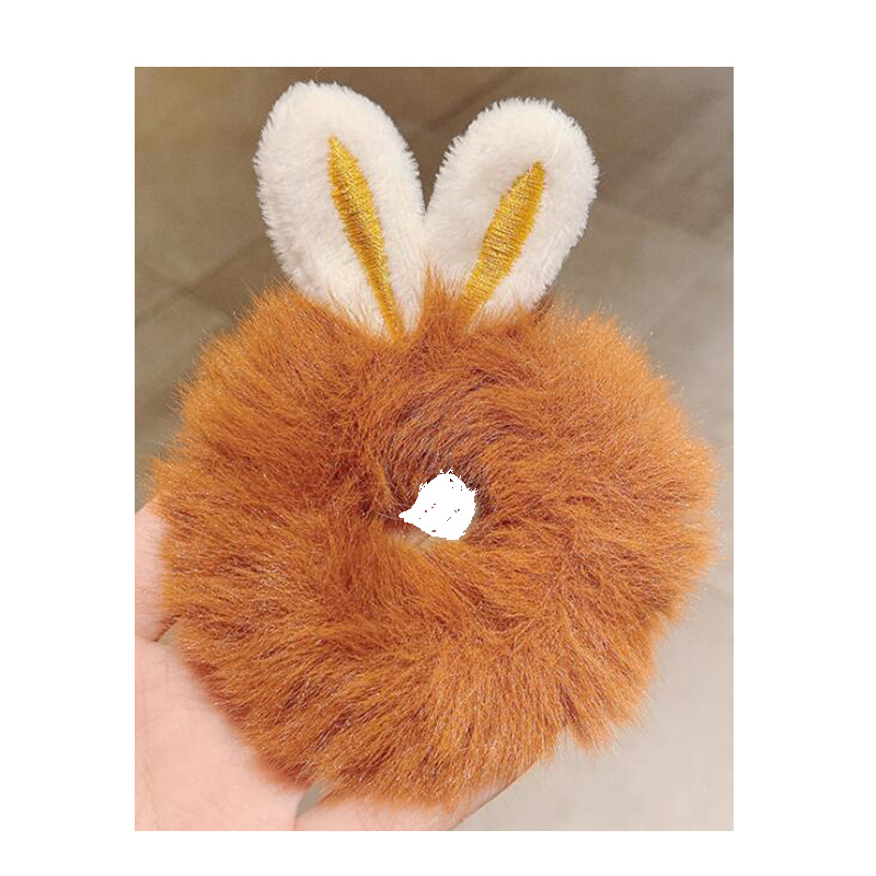 Cartoon Plush Rabbit Ears Hair Rope Hair Rope Female Cute Girl Large Intestine Hair Band Autumn and Winter Rubber Band Children Do Not Hurt Hair