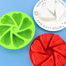 现货批发 7孔爱心司康 硅胶蛋糕模具 DIY心形烤盘 耐高温 易清洗