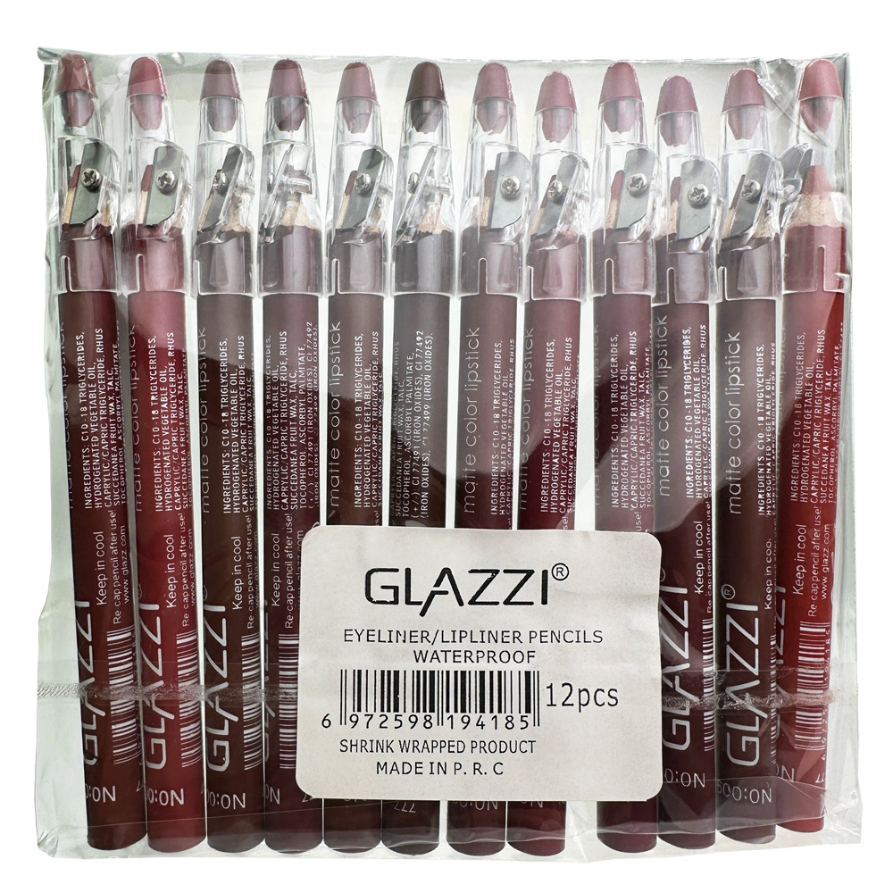 New Glazzi 12 Colors Lip Liner Matte Finish Makeup Artist Lipstick Pen Hook Line Lip Pencil Makeup