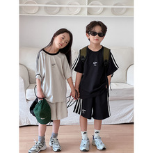 2024夏季新款儿童休闲套装韩版男童时尚短袖短裤运动两件套潮