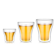 高硼硅透明玻璃杯 耐热杯子双层隔热咖啡杯创意水杯 家用啤酒杯