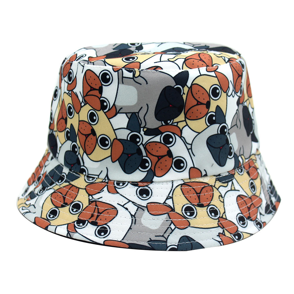 Bucket Hat Men's and Women's New Cartoon Animal Printing Big Brim Hat Korean Style Personalized Outdoor Sun Protection Sun-Proof Basin Hat Tide