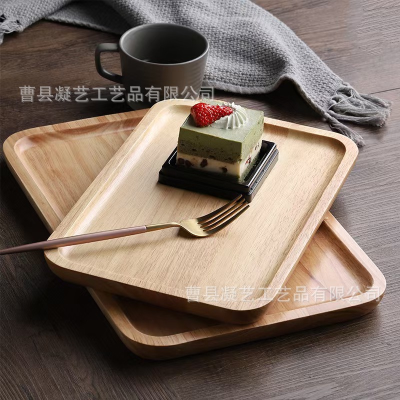 创意下午茶木质置物盘咖啡甜点放置盘方形梳妆台化妆品收纳盘
