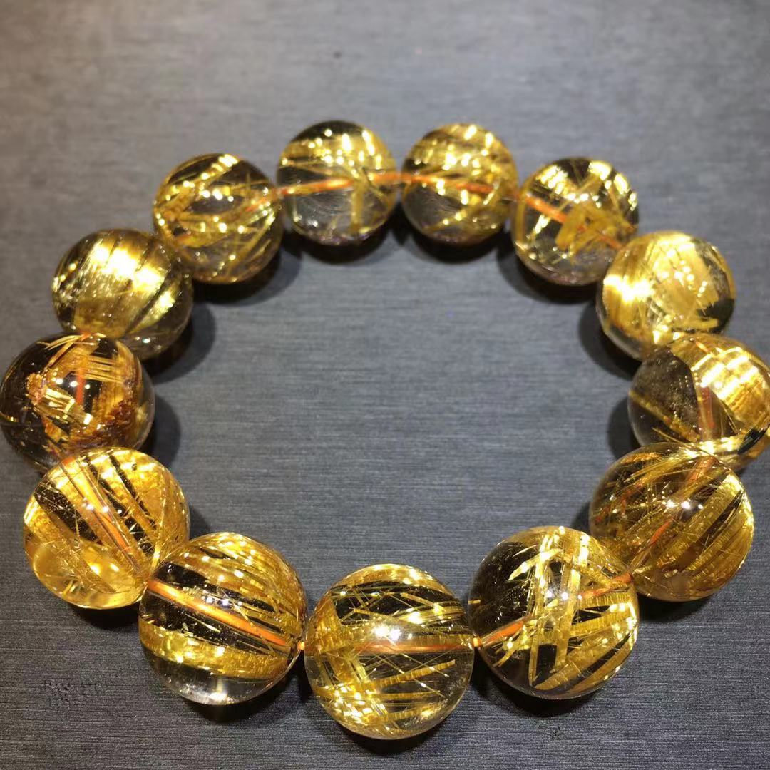 天然金钛晶手串金发晶手链黄钛晶猫眼效应发晶手串一物一图手串