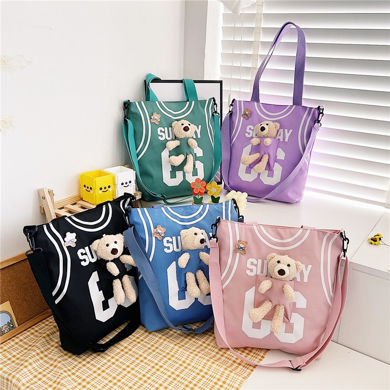 2021 New Nylon Hand-Held Tote Women's Bag Large Capacity Student Tuition Messenger Bag Soft Girl Shopping Shoulder Bag for Women