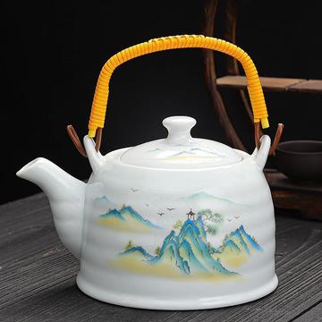 大容量茶壶提梁壶单壶陶瓷水壶饭店泡茶壶家用凉水壶泡茶壶花茶壶