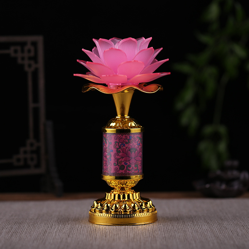 led七彩莲花灯家用佛供灯长明灯佛前供灯佛灯观音财神灯供佛灯
