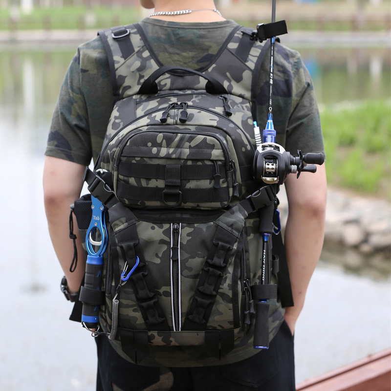 Lure Backpack Large Capacity Tactical Backpack Men's Multi-Functional Outdoor Travel Mountain Climbing Cycling Camouflage Shoulder Backpack Dual-Use