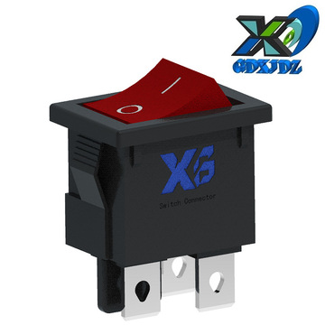 四脚带灯电源开关15*21 方形带灯翘板开关 带灯船型开关四脚15x21