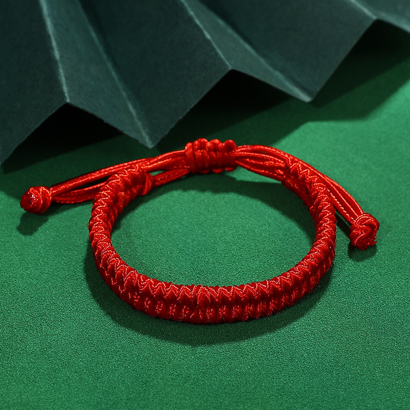 This Animal Year Red Rope Bracelet Hand-Woven Flat Knot Lucky Carrying Strap Simple Couple Student Girlfriends Gift Wholesale