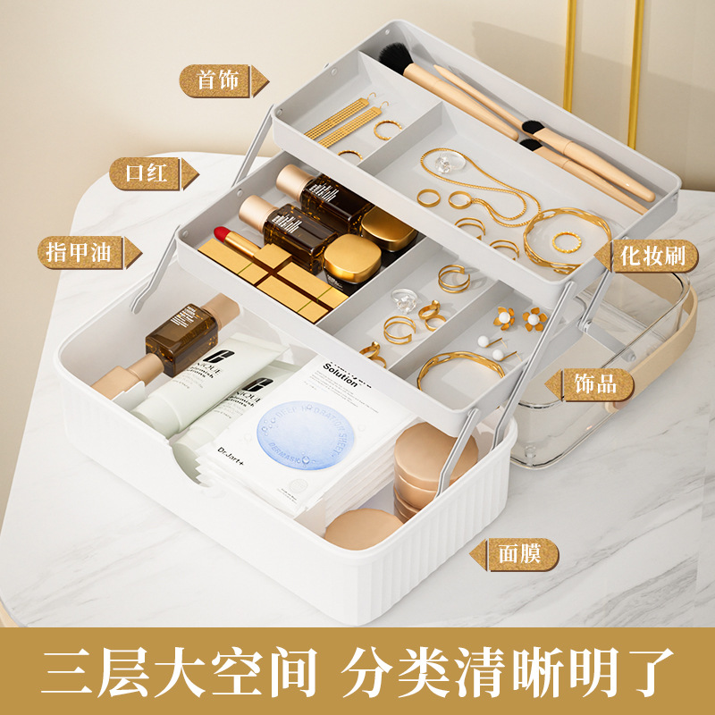 INS Style Multifunctional Portable Multi-Layer Makeup Storage Box Visible Transparent Good-looking Large Medicine First-Aid Kit