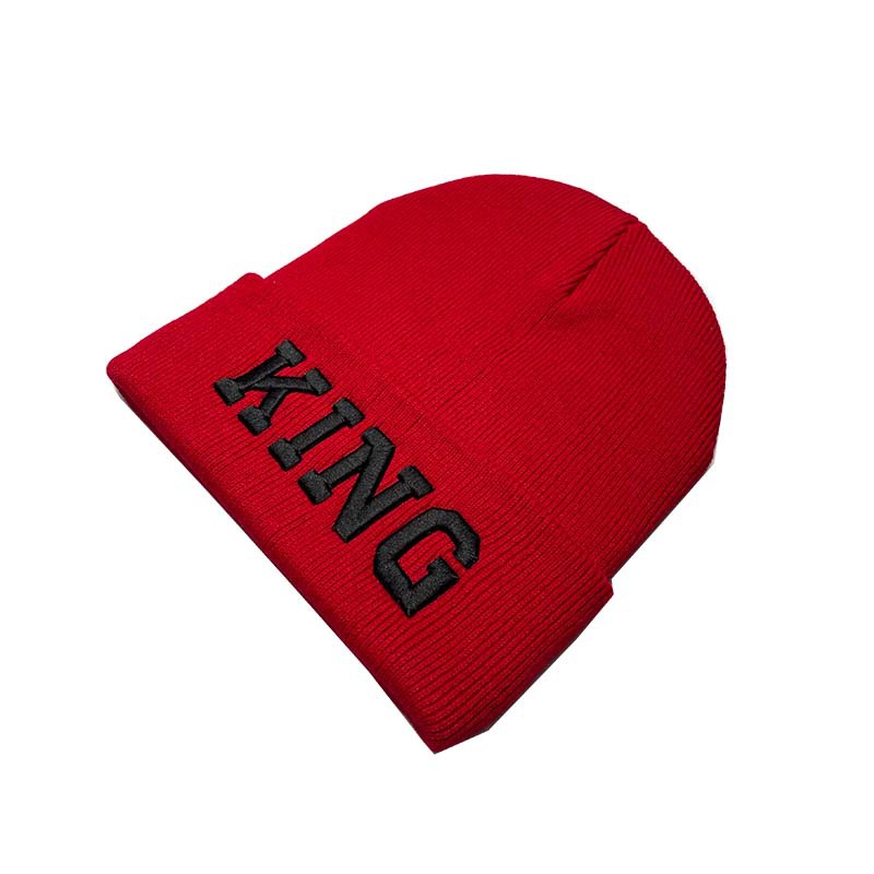 New Autumn and Winter Warm Knitted Hat Solid Color Simple Embroidery Woolen Cap Street Fashion Embroidery Beanie Hat Factory Wholesale