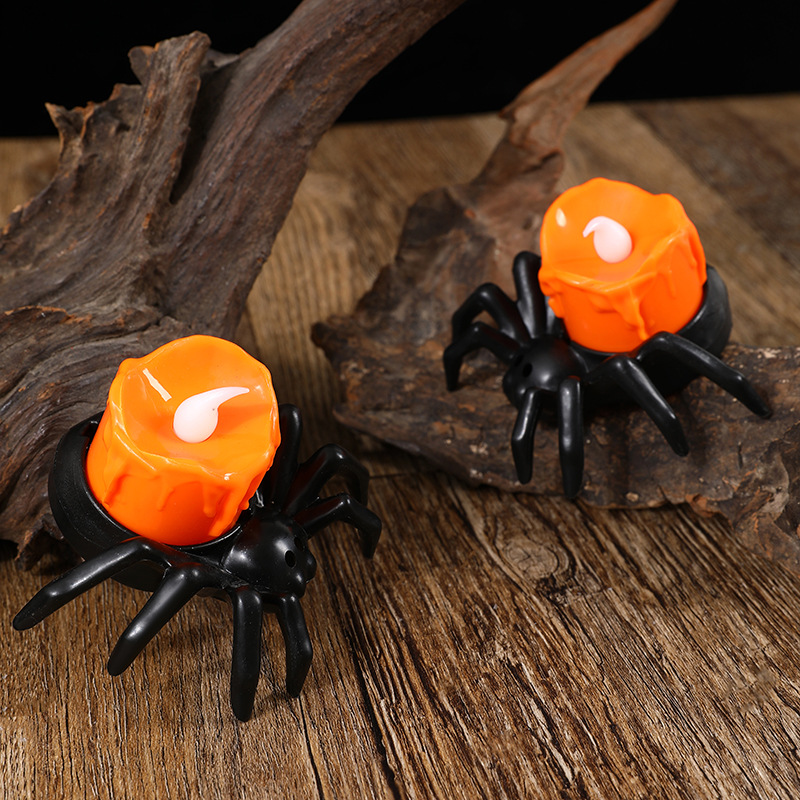 Halloween Pumpkin Lamp Atmosphere Layout Decoration Props LED Electronic Candle Light Luminescent Spider Small Night Lamp Ornaments