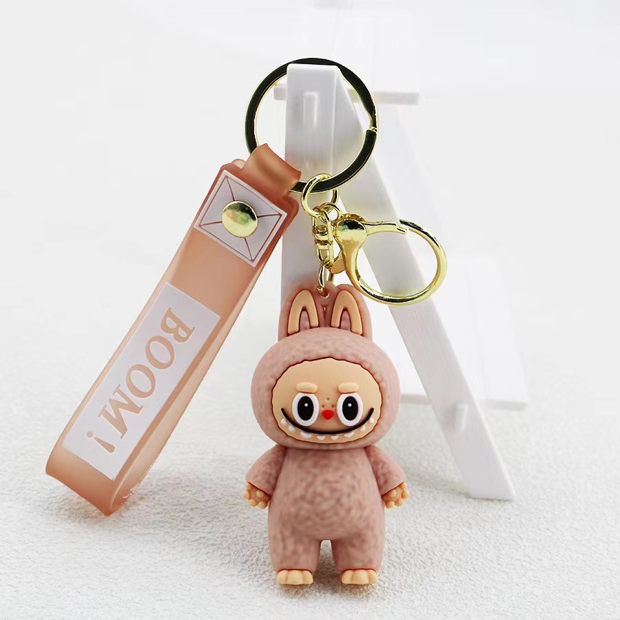 Cartoon Automobiles Curtain Little Sheep Keychain Pendant Cute Labubu Silicone Doll Backpack Car Key Chain Gift