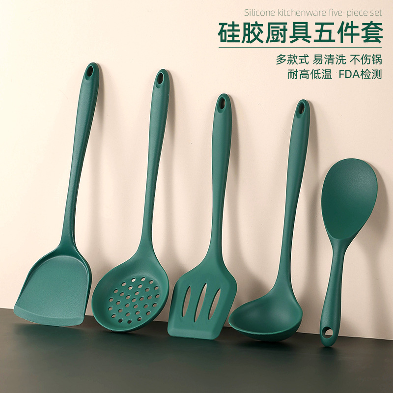 Silicone Kitchenware Soup Ladle Spatula Colander Spoon Non-Stick Pan Kitchenware Food Grade Kitchen Supplies Set Wholesale