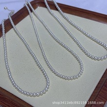 天然淡水小米珠珍珠项链圆形强光baby珠锁骨链3-4mm简约百搭珠链