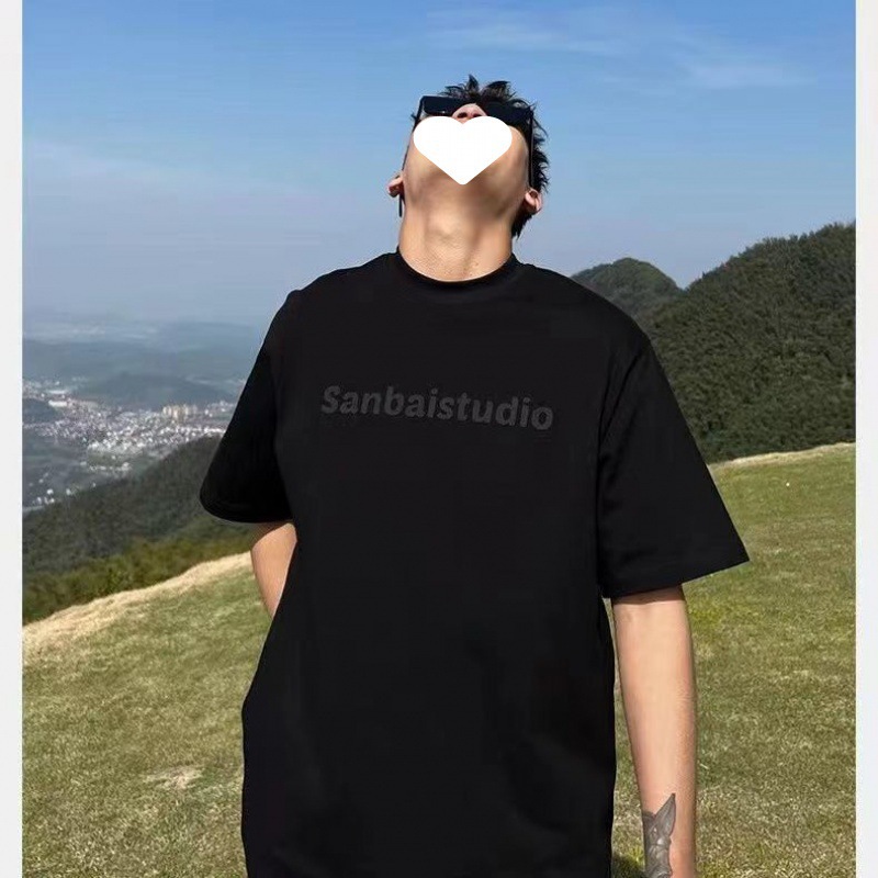 男生t恤夏季黑色男美式街头印花短袖潮纯棉半袖短袖男抖音代发