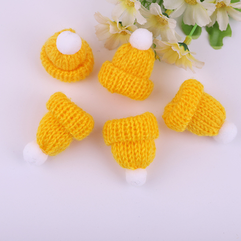 Cross-Border Spot Korean Wool Knitted Mini Hat DIY Christmas Handmade Finish Wool Ball Knitted Small Hat