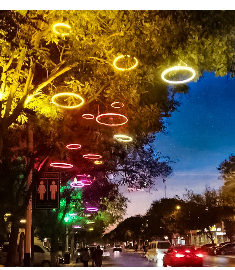 led圆圈树挂灯户外节日装饰灯防水树木亮化景观灯发光许愿圆环灯