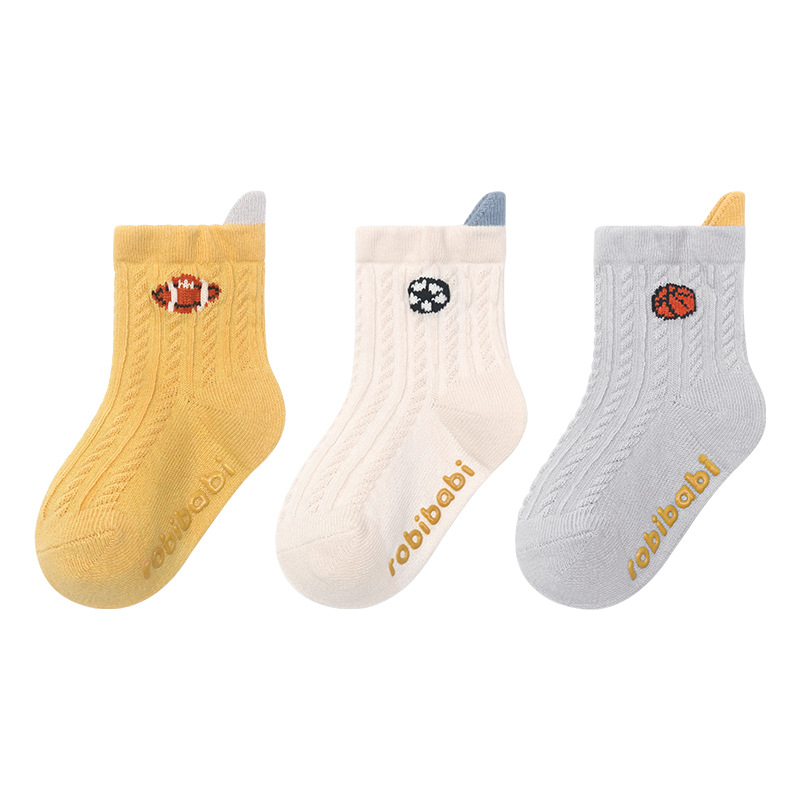 Children's Socks Girls' Spring and Autumn New Cotton Breathable Boy Cartoon Glue Dispensing Non-Slip Room Socks Baby's Socks Tube Socks