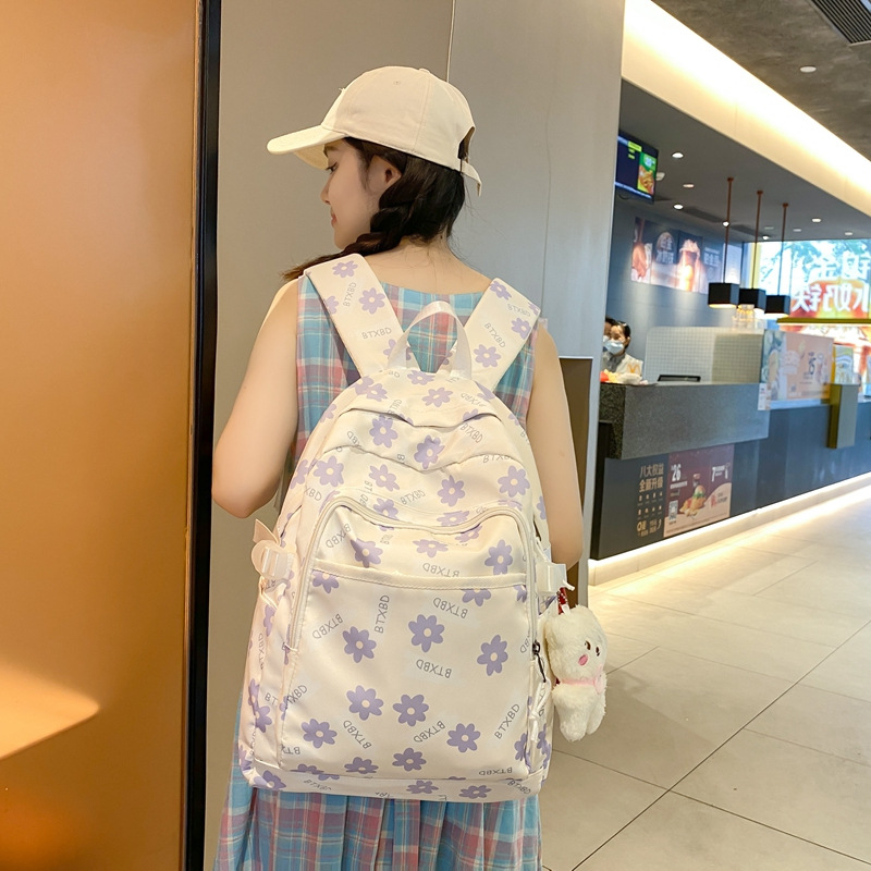 Schoolbag Female Junior High School Student Korean Style Fresh Cute Graffiti Large Capacity High School Student Backpack Ins College Students' Backpack