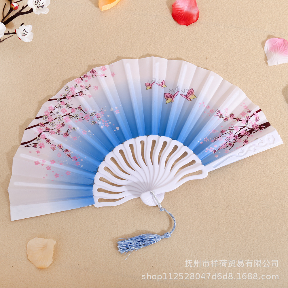 Plastic Fan Folding Fan Chinese Style Women's Student Summer Carry-on Ancient Costume Folding Fan Wholesale Dance Folding Fan