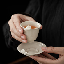 草木灰釉茶杯 陶瓷功夫品茗杯闻香杯手捏梅花单杯主人杯