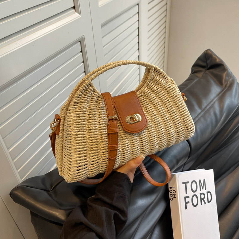 草编包大容量法式小众包包女田园风森系编织菜篮手提单肩包藤编包