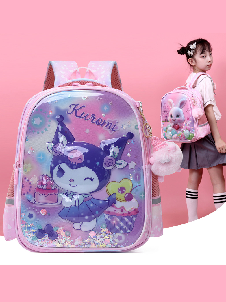 foreign trade new girl schoolbag primary school cartoon colorful sequined princess pink hard shell waterproof lightweight backpack