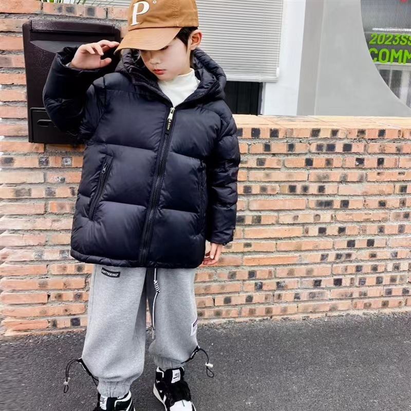 2023 New Children's down Jacket Boys and Girls Same Korean Style Thick Black Gold down Jacket Bread Coat