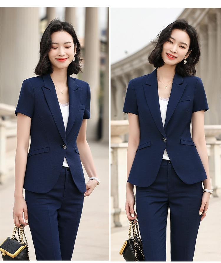 职业装女装套装ol夏季新短袖修身西装套裙面试正装套裤工作服330