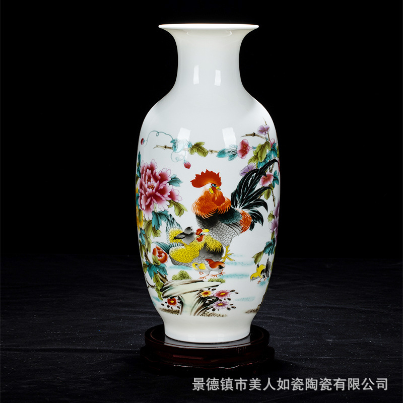 Jingdezhen Ceramics Medium Wax Gourd Bottle in Chinese Antique Style Pastel Living Room Study Wine Cabinet Decorations