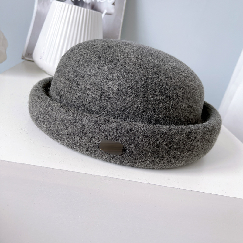 澳洲羊毛轻奢名媛毡帽子秋冬复古女士礼帽淑女贝雷帽纯色时装帽潮