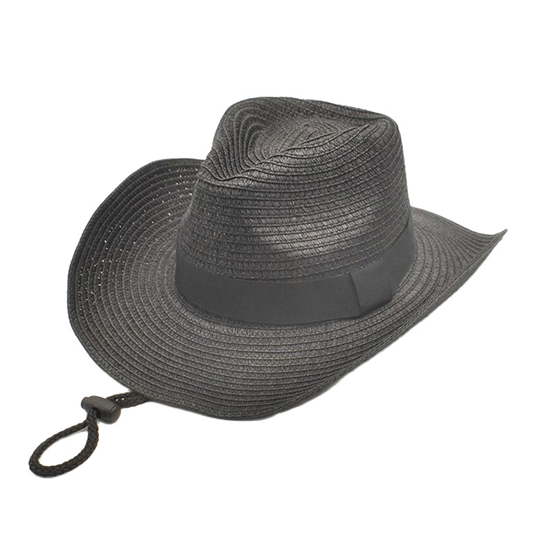 Western Straw Cowboy Hat Foreign Trade Men's Sun Hat Men and Women Summer Fedora Hat Sun Hat Tide Beach Sun Hat