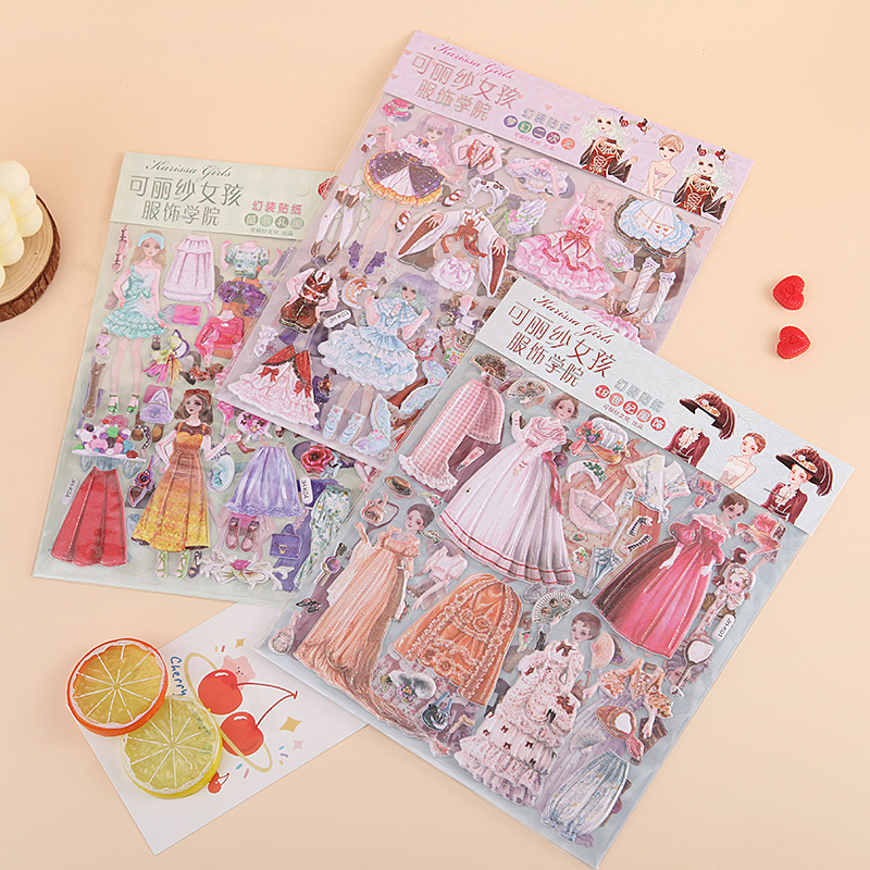 Princess Dress up Stickers Antique Girl Toy Hot Sale Hand Ledger Sticker Cartoon Cute Stickers Stall Wholesale