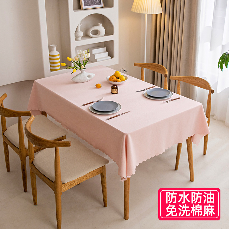 Tablecloth Ins Style Waterproof Oil-Proof Disposable Nordic Cotton Linen Fabric Desk Dining Table Table Mat Tablecloth Can Be Customized