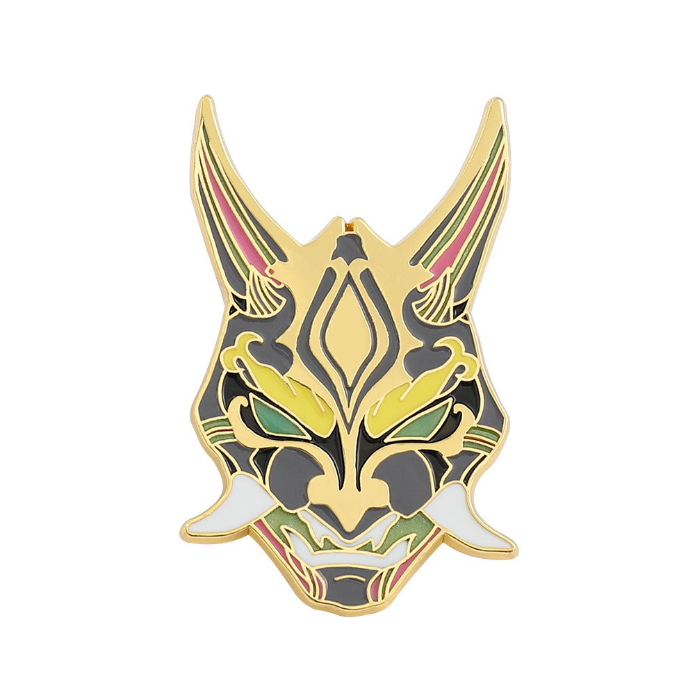 原神周边魈夜叉傩面具夜光仿珐琅金属徽章同人胸针面具