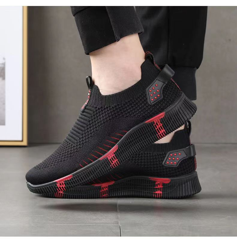 2023 Cross-Border Wholesale Sock Shoes Men's Fashion Shoes Soft Bottom Summer Slip-on Men's Fly Woven Mesh Sports Casual Shoes