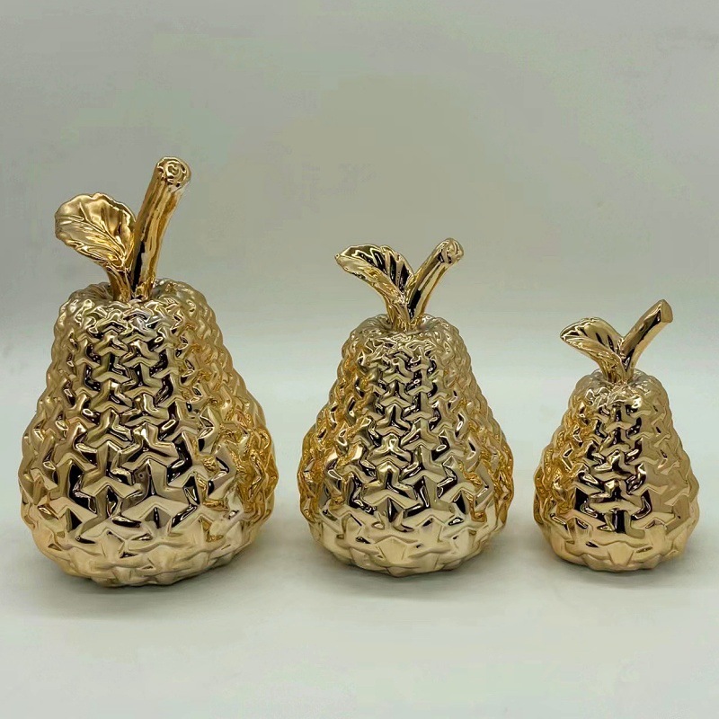 European and American Trendy Electroplated Gold Champagne Gold Pineapple Pineapple Ceramic Decoration Home Ornament Furnishing Craft 1