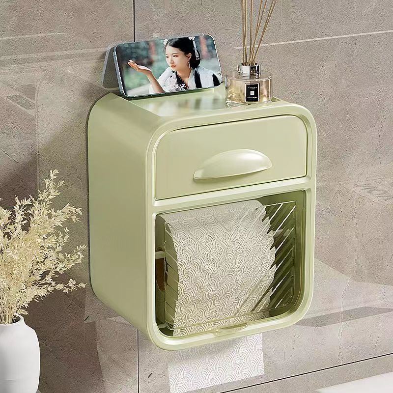 toilet tissue box home bathroom punch-free double layer paper extraction box waterproof shelf light luxury wall hanging roll holder