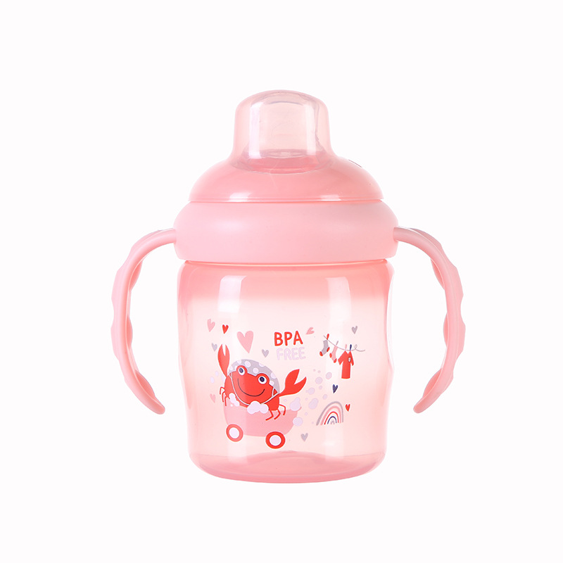 New Cartoon Handle Baby Pp Feeding Bottle Wide Mouth Drop-Resistant Anti-Flatulence Feeding Bottle Cross-Border Maternal and Child Supplies Wholesale