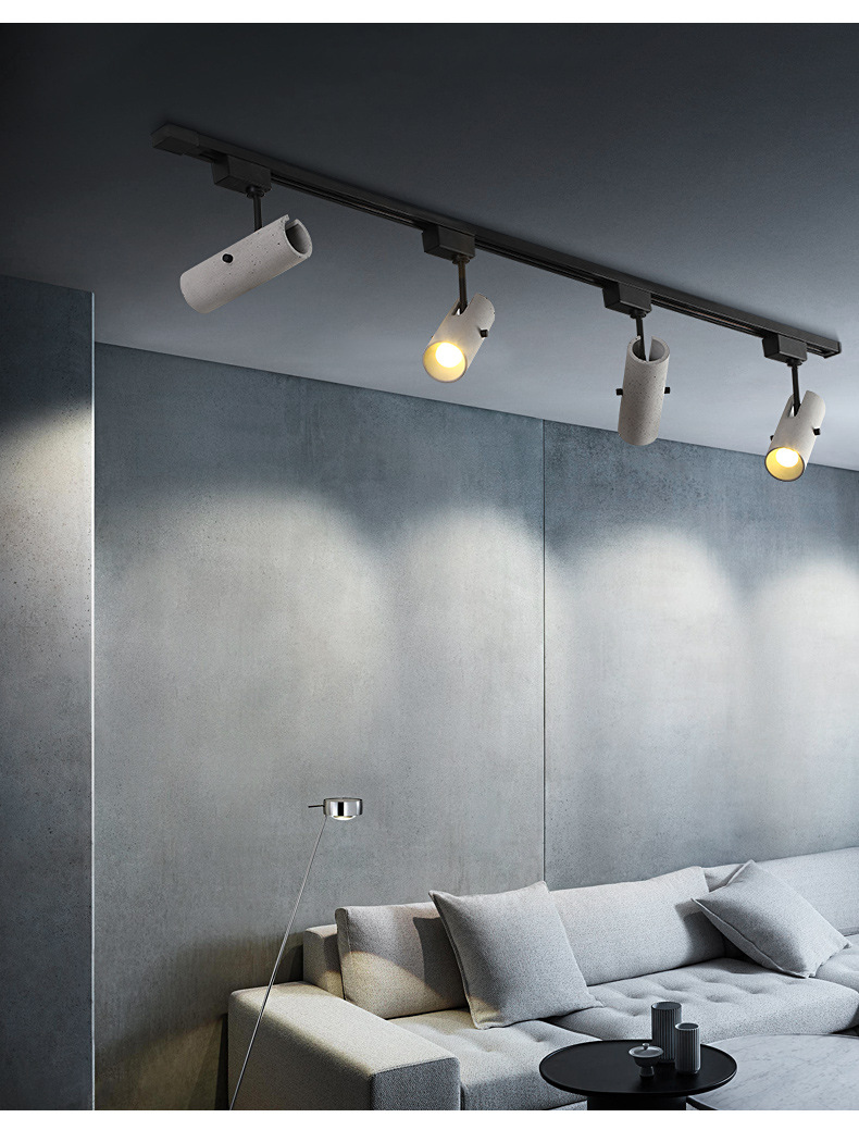 水泥轨道灯射灯led天花灯商用明装筒工业风灯具客厅背景墙小射灯