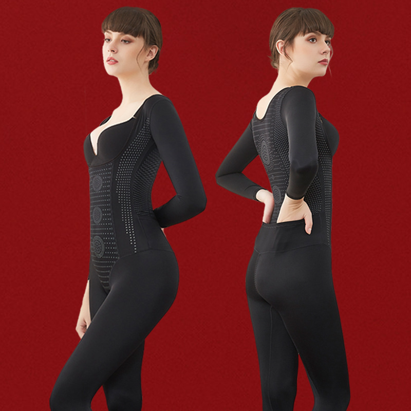 Autumn and Winter Corset Long-Sleeved Trousers One-Piece Enhanced Version Back Release Breasted Corset Anion Full-Length Garment