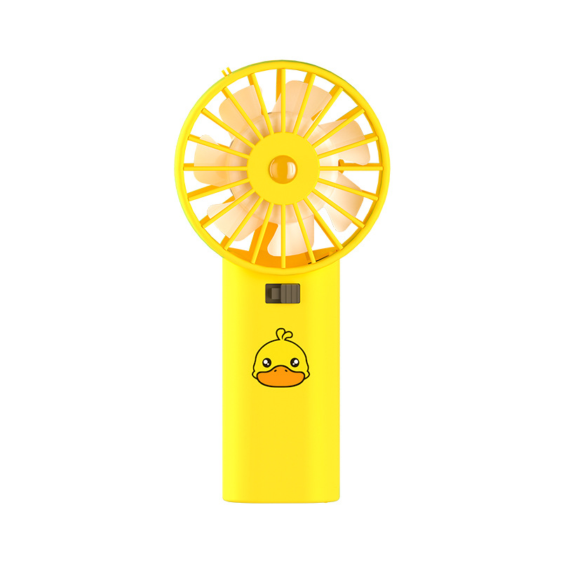 New Small Yellow Duck Mini Halter Little Fan Summer Handheld Usb Cartoon Mute Outdoor Portable Fan Wholesale