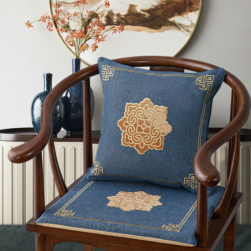 新中式太师椅坐垫祥云刺绣坐垫古典实木椅子防滑垫红木座椅垫子