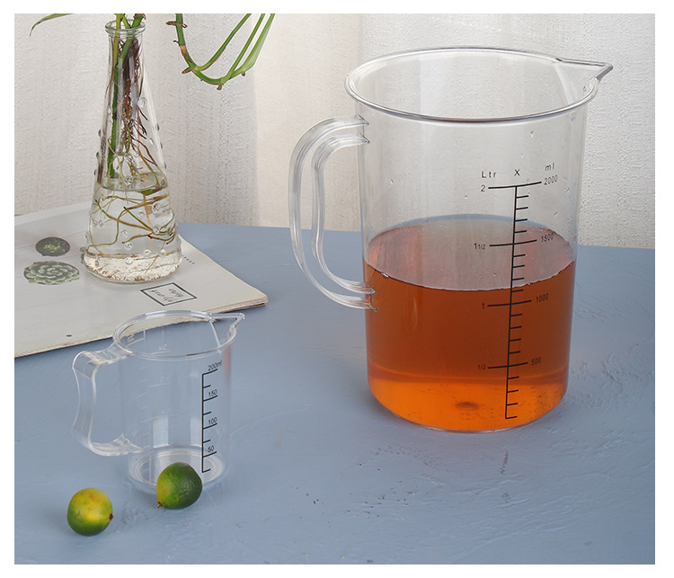 新款亚克力印刻度塑料量杯双刻度pc量水壶加厚受高温奶茶店5000ml