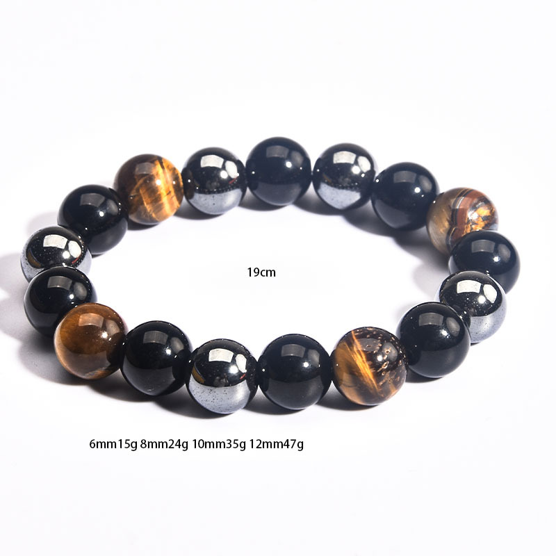 Cross-Border Men's Bracelet Tigereye Haematite Imitation Obsidian Bracelet Yama AliExpress Son Cross-Border Sold Jewelry Wholesale