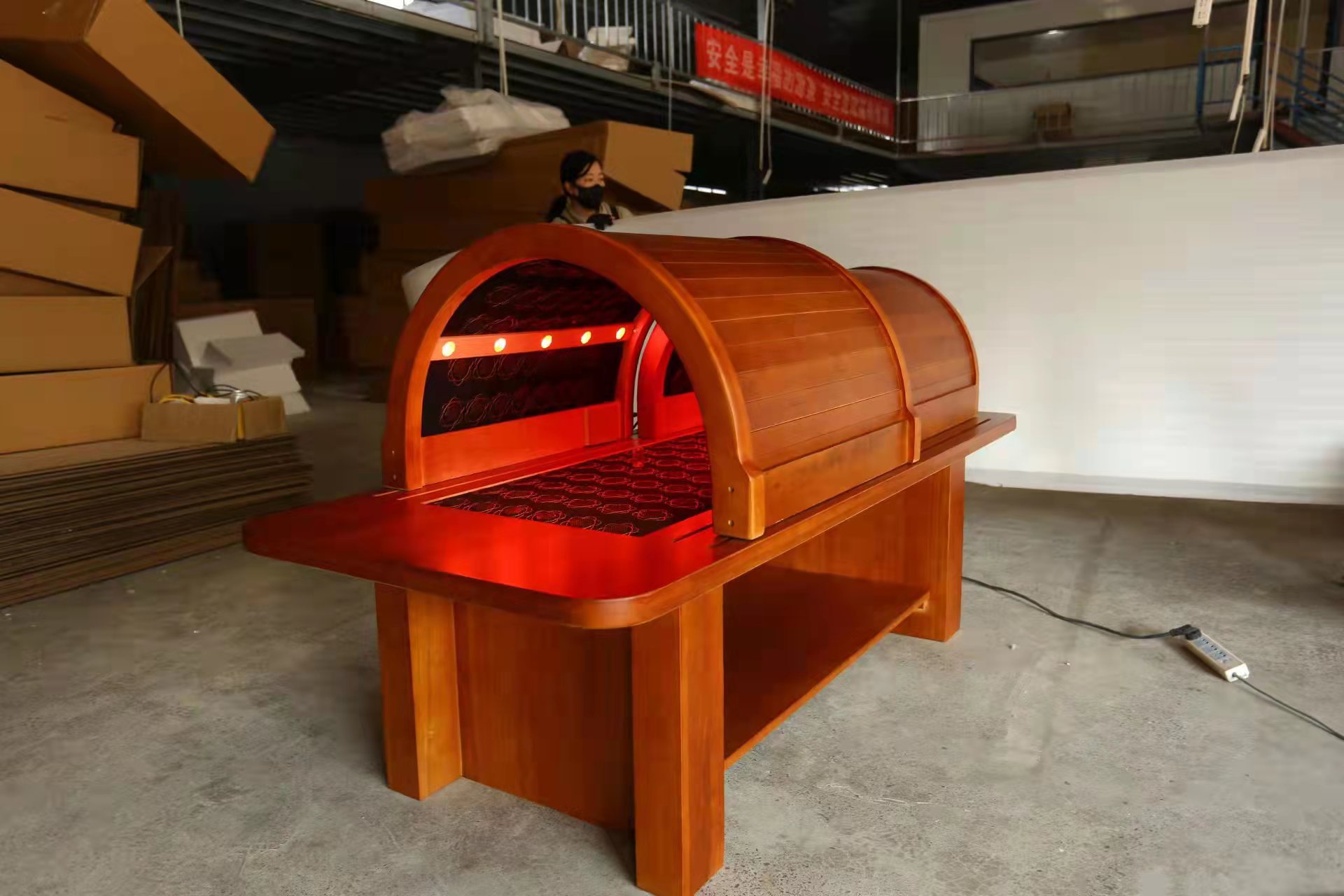 批发远红外频谱养生裹药仓熏蒸家用实木发汗艾灸床恒温仓桑拿箱