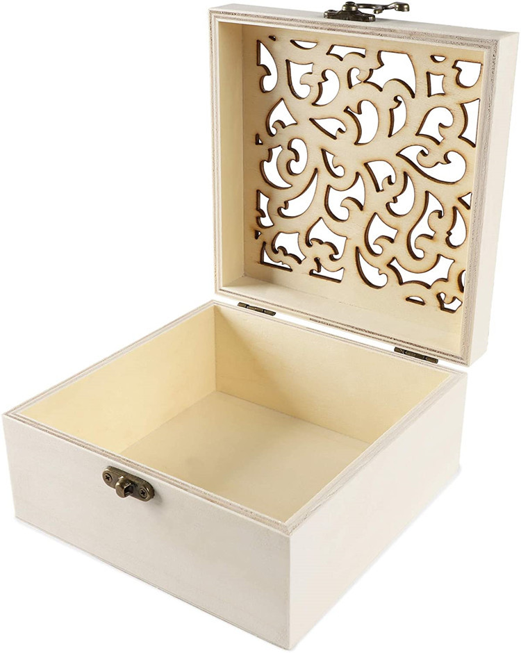 hs 木刻镂空礼品盒木质收纳盒鲜花香皂首饰包装盒创意镂空礼品盒