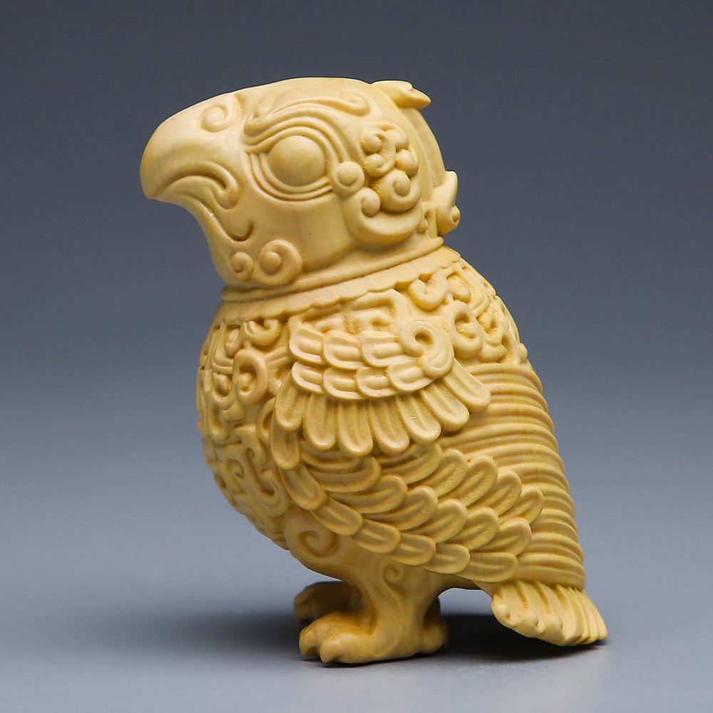 黄杨木子弄乍鸟尊木雕摆件实木创意家居手工雕刻文玩手把件盘玩